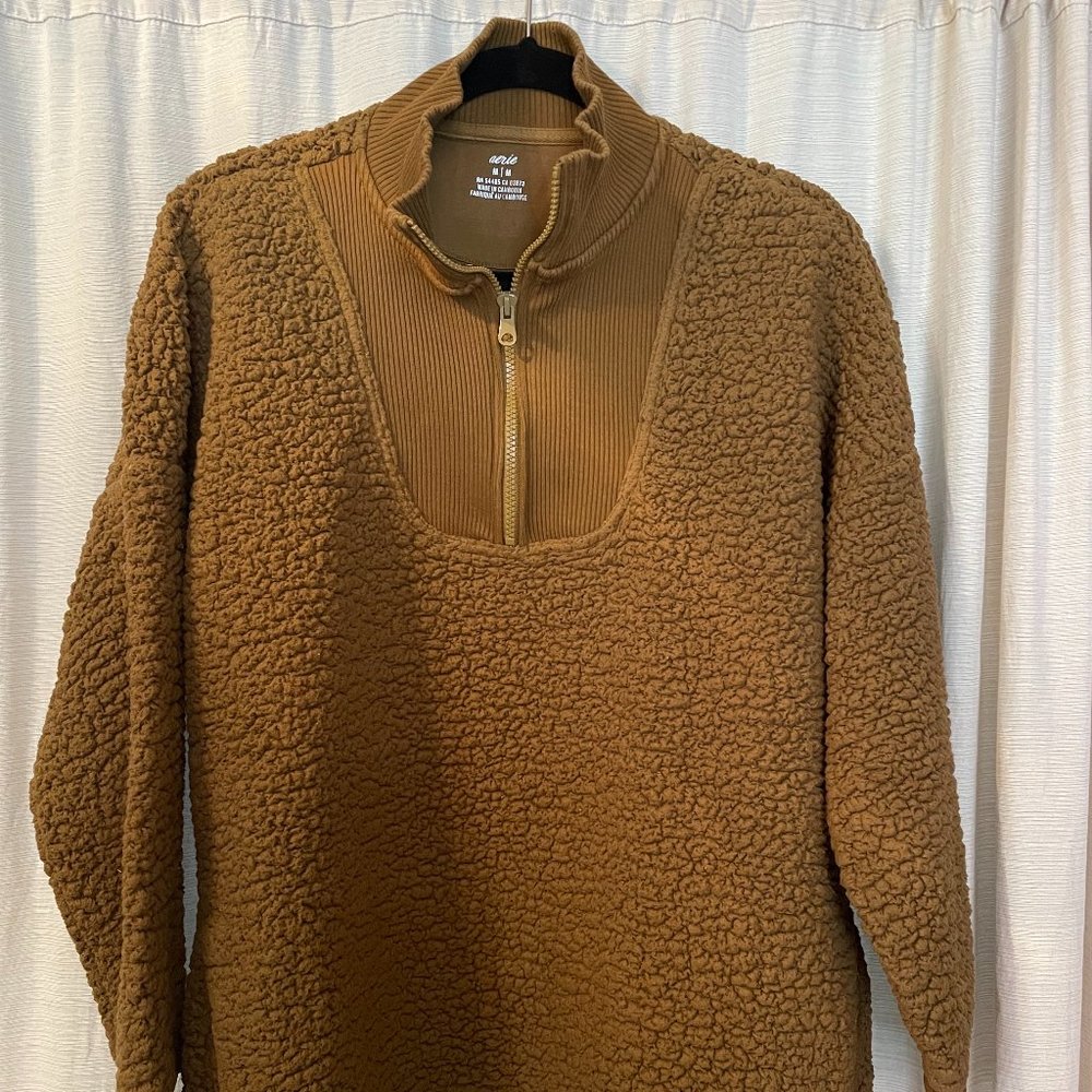 aerie Oversized Quarter Zip Fleece Pullover